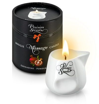 Массажная свеча с ароматом граната Bougie de Massage Gourmande Grenadine - 80 мл. - Plaisir Secret - купить с доставкой в Омске