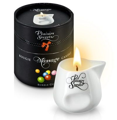 Массажная свеча с ароматом бубль-гума Bougie de Massage Gourmande Bubble Gum - 80 мл. - Plaisir Secret - купить с доставкой в Омске