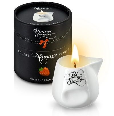 Массажная свеча с ароматом клубники Bougie de Massage Gourmande Fraise - 80 мл. - Plaisir Secret - купить с доставкой в Омске