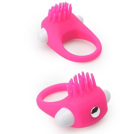 Розовое эрекционное кольцо с щеточкой LIT-UP SILICONE STIMU RING 5 - Dream Toys - в Омске купить с доставкой