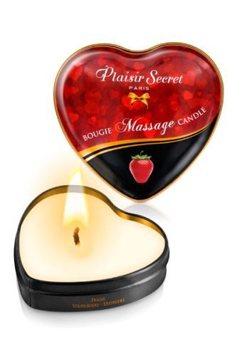 Массажная свеча с ароматом клубники Bougie Massage Candle - 35 мл. - Plaisir Secret - купить с доставкой в Омске