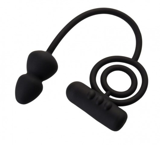 Чёрное эрекционное кольцо с вибропулькой и анальным хвостом - Erotist Adult Toys - в Омске купить с доставкой