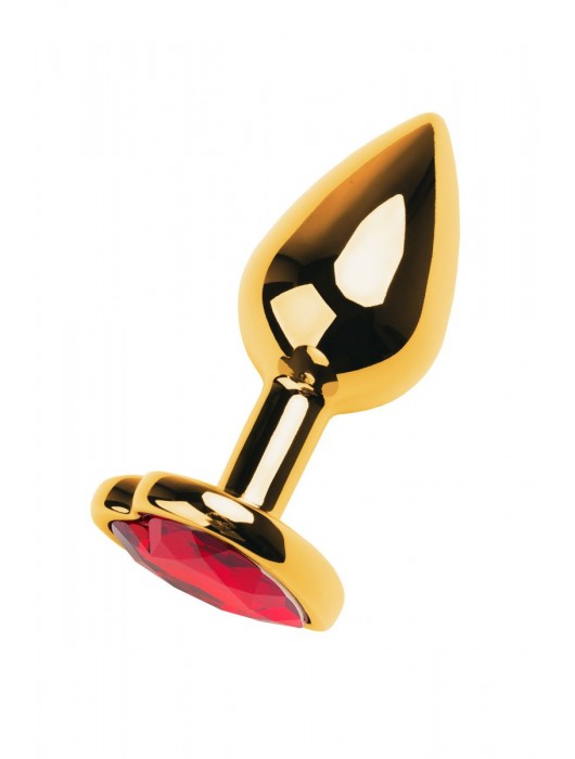 Золотистая анальная пробка с кристаллом-сердцем - 7,5 см. - ToyFa - купить с доставкой в Омске