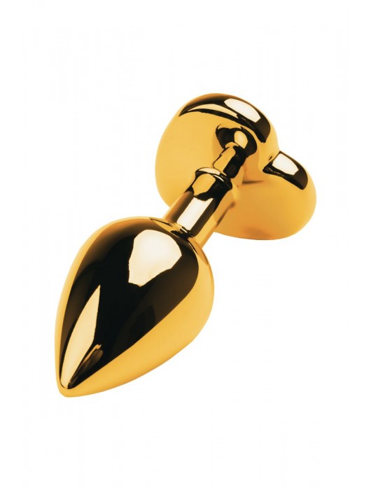 Золотистая анальная пробка с кристаллом-сердцем - 7,5 см. - ToyFa - купить с доставкой в Омске