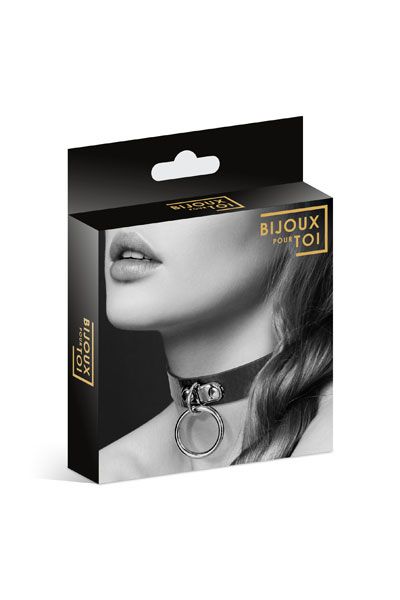 Узенький ошейник из полиуретана с кольцом - Bijoux Pour Toi - купить с доставкой в Омске