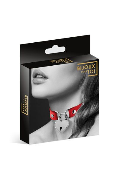 Красный чокер с замком в форме сердца - Bijoux Pour Toi - купить с доставкой в Омске