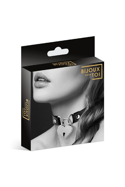 Черный чокер с замком в форме сердца - Bijoux Pour Toi - купить с доставкой в Омске