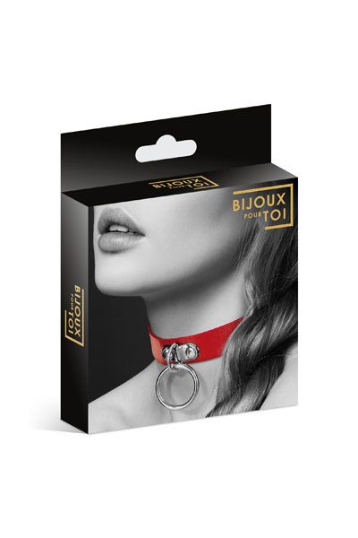 Красный узенький чокер с кольцом - Bijoux Pour Toi - купить с доставкой в Омске