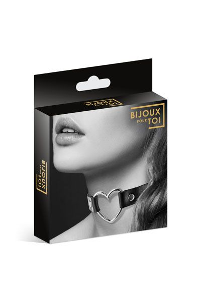Чёрный чокер с кольцом в форме сердца - Bijoux Pour Toi - купить с доставкой в Омске