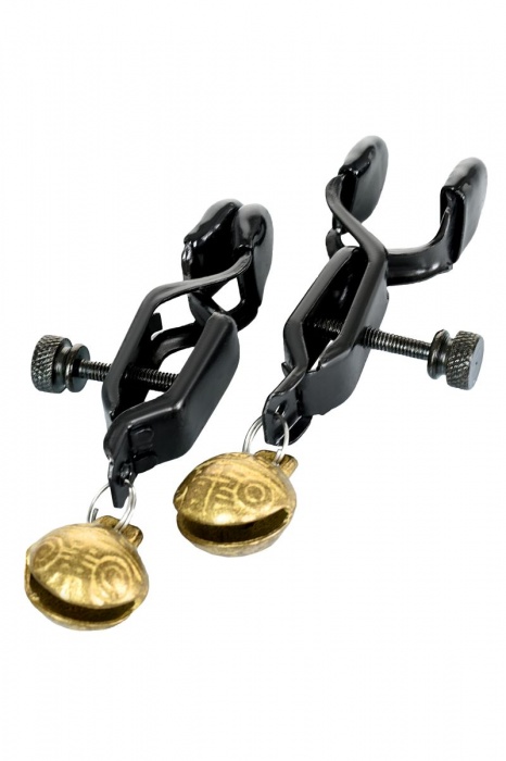 Черно-золотистые зажимы для сосков TOYFA Theatre - ToyFa - купить с доставкой в Омске