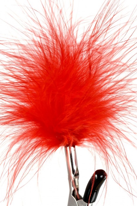 Зажимы для сосков с красным пухом Theatre - ToyFa - купить с доставкой в Омске