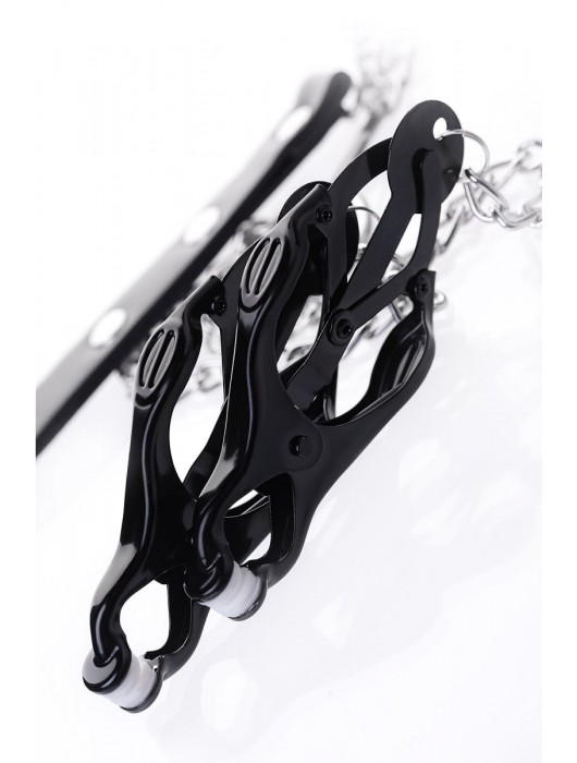 Черно-серебристые зажимы для сосков с кольцом для пениса TOYFA Metal - ToyFa - купить с доставкой в Омске